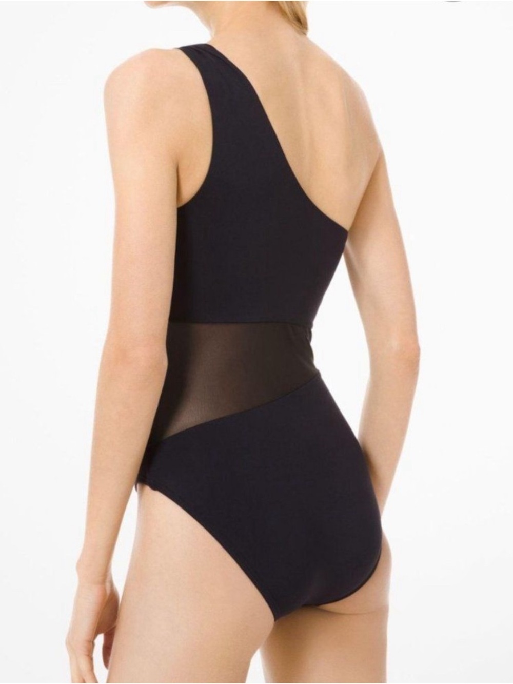 Michael Kors One-Shoulder Mesh Swimsuit Black Size 14 NWT - Picture 6 of 16